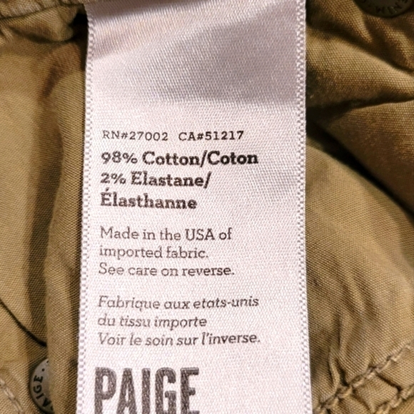 PAIGE Denim Marley Skinny Moto Jeans Fatigue Green Size 27 - Picture 10 of 13